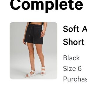 Lululemon Soft Ambitions Short 4” black womens